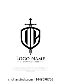 initial OC letter with shield style logo template vector