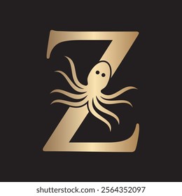 Initial Octopus Logo combine with letter Z vector template