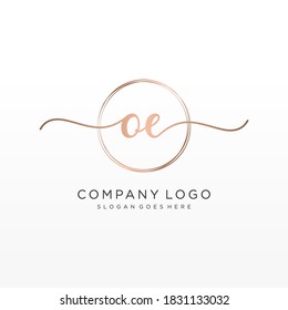 Initial OE Beauty-Monogramm und elegantes Logo-Design, Handschrift Logo der ersten Signatur, Hochzeit, Mode, Blumen und botanisch mit kreativen Vorlage.