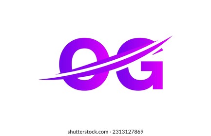 Logotipo inicial de la carta OG con plantilla de vectores gráficos de diseño Swoosh para identidad de empresa y empresa.