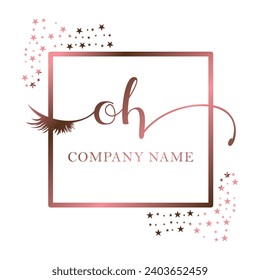 Initial OH calligraphy company eye and eyelash handwriting