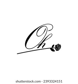 Initial OH handwriting flower typography ornament modern