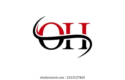 Initial OH letter Logo With Swoosh Design Graphic Vector Template for Business and Company Identity.