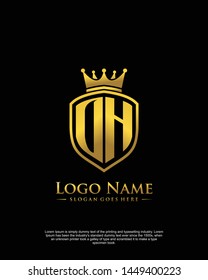 initial OH letter with shield style logo template vector