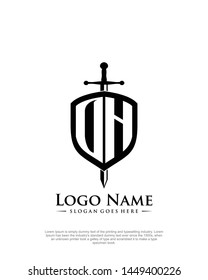 initial OH letter with shield style logo template vector initial OH letter with shield style logo template vector