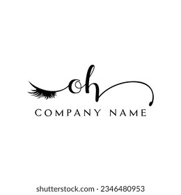 initial OH Logo lash logo eyelash vector modern symbols makeup