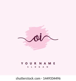 Initial OI beauty handwriting logo vector