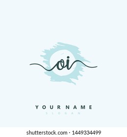 Initial OI beauty handwriting logo vector