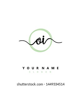 Initial OI beauty handwriting logo vector