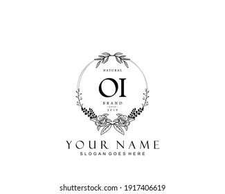 Initial OI beauty monogram and elegant logo design, handwriting logo of initial signature, wedding, fashion, floral and botanical with creative template.