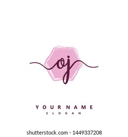 Initial OJ beauty handwriting logo vector