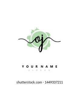 Initial OJ beauty handwriting logo vector