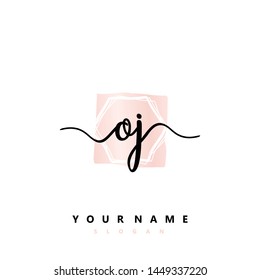 Initial OJ beauty handwriting logo vector