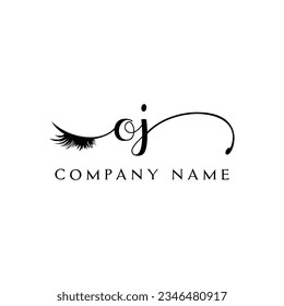 initial OJ Logo lash logo eyelash vector modern symbols makeup
