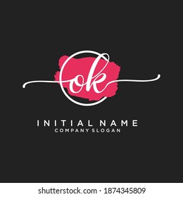 Initial OK beauty monogram and elegant logo design, handwriting logo of initial signature, wedding, fashion, floral and botanical with creative template.