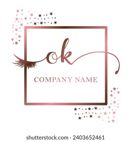 Initial OK calligraphy company eye and eyelash handwriting