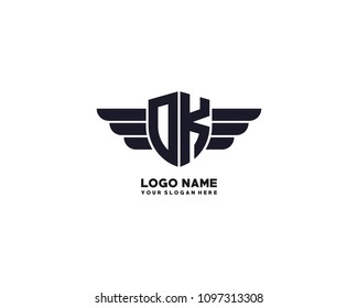 Initial OK. DK wing logo template vector