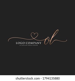 Initial OL  beauty monogram and elegant logo design, handwriting logo of initial signature, wedding, fashion, floral and botanical with creative template.