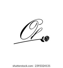 Initial OL handwriting flower typography ornament modern