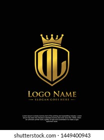 initial OL letter with shield style logo template vector