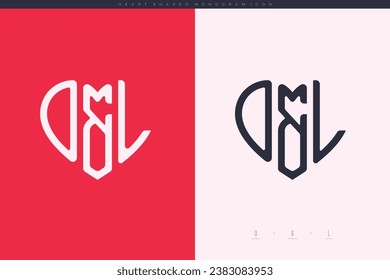 initial OL letters with red heart and love logo flat icon monogram concept