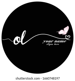 Initial OL logo handwriting vector butterfly illustration	