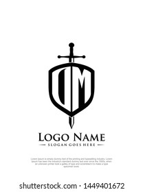 initial OM letter with shield style logo template vector