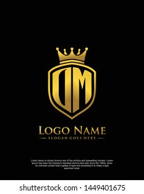 initial OM letter with shield style logo template vector