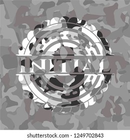 Initial on grey camo texture