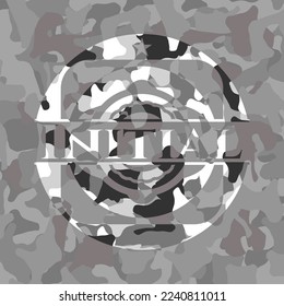 Initial on grey camo texture 