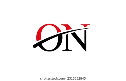 Logotipo inicial de la carta ON con plantilla de vectores gráficos de diseño Swoosh para identidad de empresa y empresa.