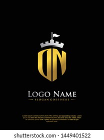 initial ON letter with shield style logo template vector