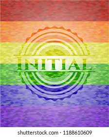 Initial on mosaic background with the colors of the LGBT flag