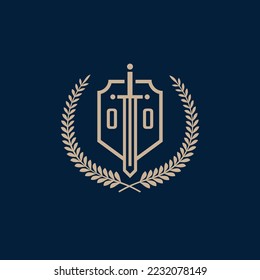 Initial OO elegant sword and shield icon vector template