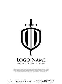 initial OO letter with shield style logo template vector