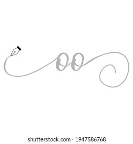 Diseño de la ilustración inicial del negocio de la escritura a mano con logotipo OO simple