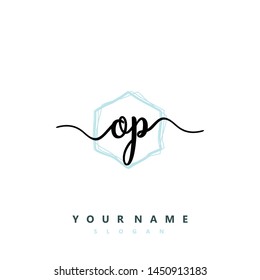 Initial OP beauty handwriting logo vector