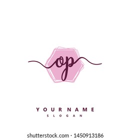 Initial OP beauty handwriting logo vector