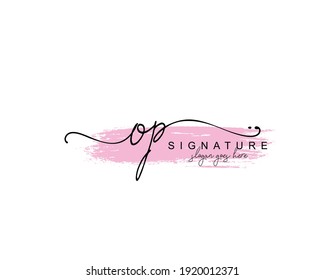 Initial OP beauty monogram and elegant logo design, handwriting logo of initial signature, wedding, fashion, floral and botanical with creative template.
