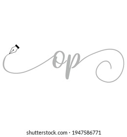 Initial OP logo handwriting business illustration fashion simple