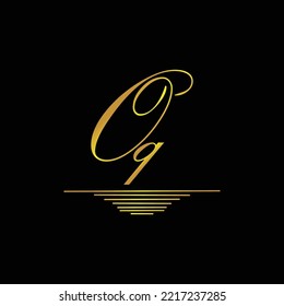 Initial OQ logo signature elegant gold element