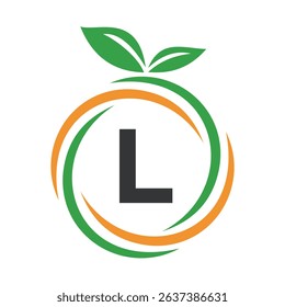 
 Initial Orange Logo combine with letter L vector template