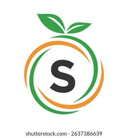 
 Initial Orange Logo combine with letter S vector template