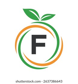
 Initial Orange Logo combine with letter F vector template