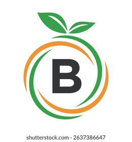 
 Initial Orange Logo combine with letter B vector template