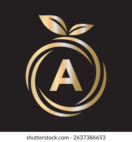 
 Initial Orange Logo combine with letter A vector template