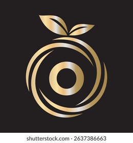 
 Initial Orange Logo combine with letter O vector template