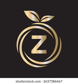 
 Initial Orange Logo combine with letter Z vector template