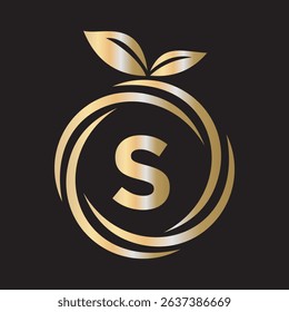 
 Initial Orange Logo combine with letter S vector template