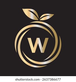 
 Initial Orange Logo combine with letter W vector template